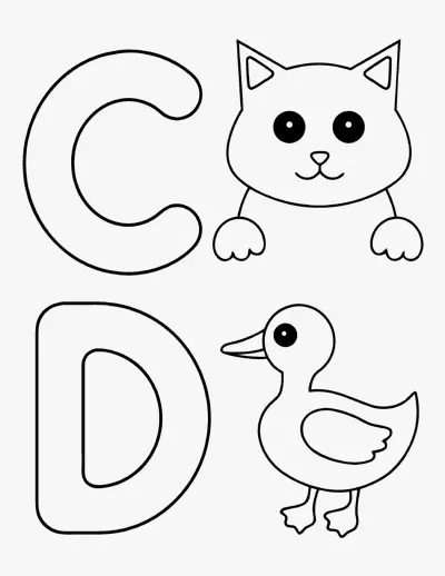 Letters C and D coloring page