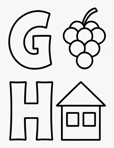 Letters G and H coloring page