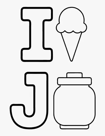 Letters I and J coloring page
