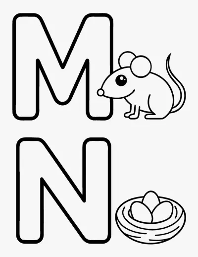 Letters M and N coloring page