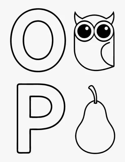 Letters O and P coloring page