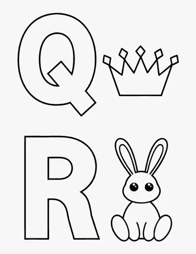 Letters Q and R coloring page