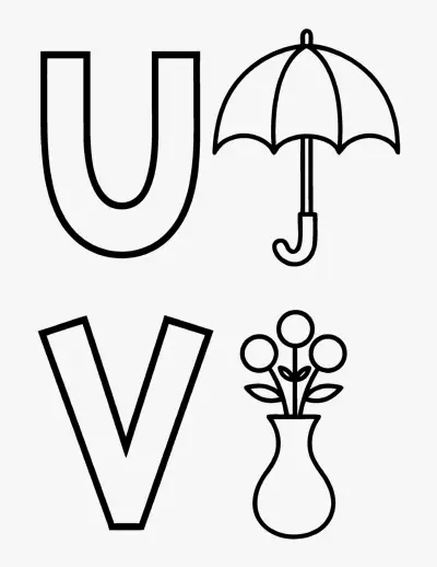 Letters U and V coloring page