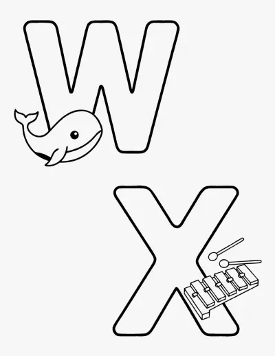 Letters W and X coloring page