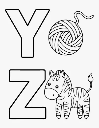 Letters Y and Z coloring page