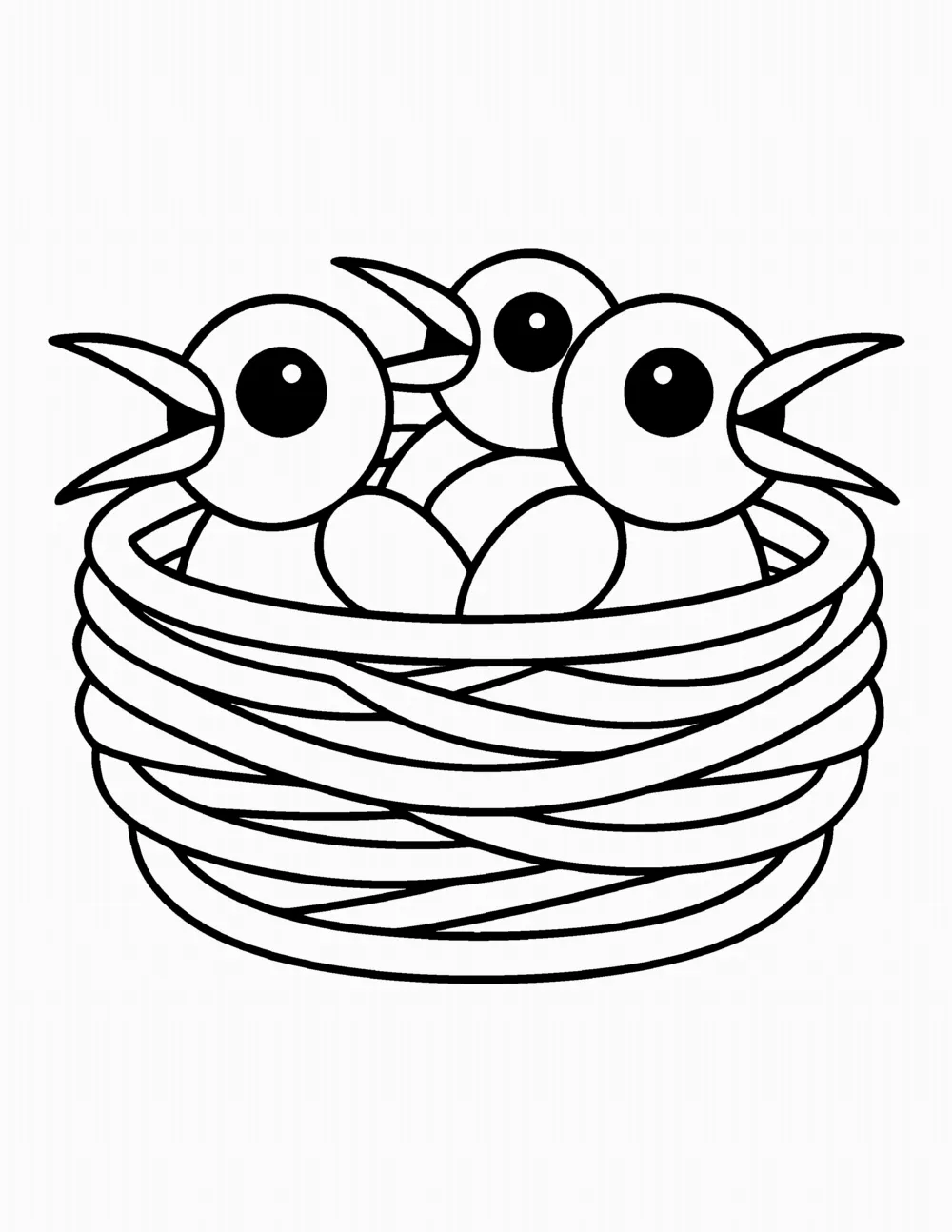 Bird Nest with Chicks coloring page