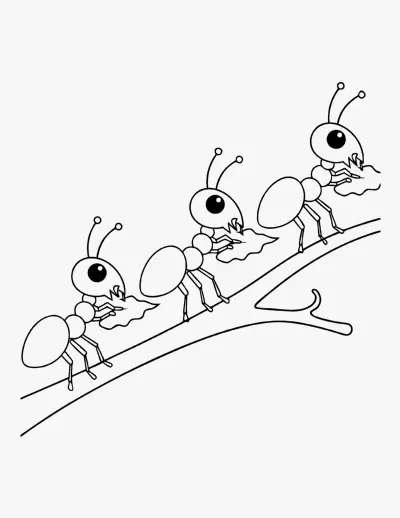 Ants on a Twig coloring page