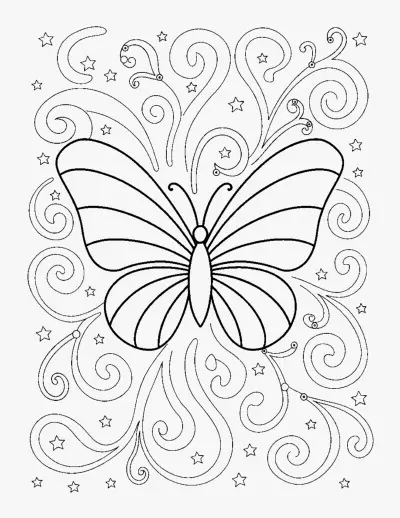 Butterfly with Swirls coloring page