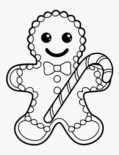 Candy Cane and Gingerbread Man coloring page