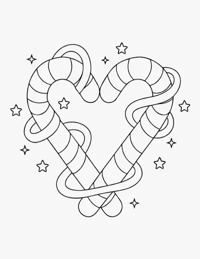 Candy Cane Heart coloring page