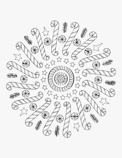 Candy Cane Mandala coloring page