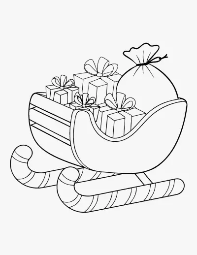 Candy Cane Sleigh coloring page