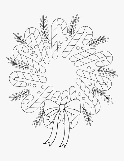 Candy Cane Wreath coloring page