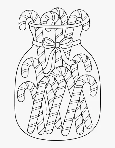 Jar of Candy Canes coloring page