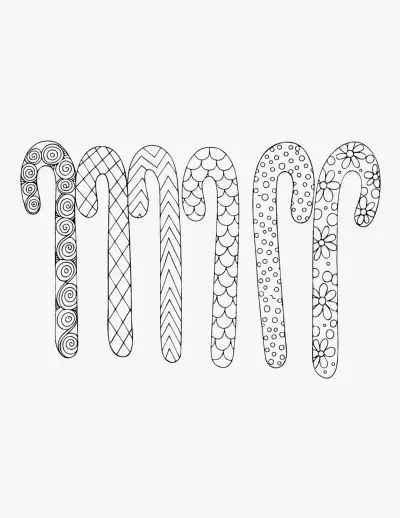 Patterned Candy Canes coloring page