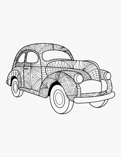 Patterned Car coloring page