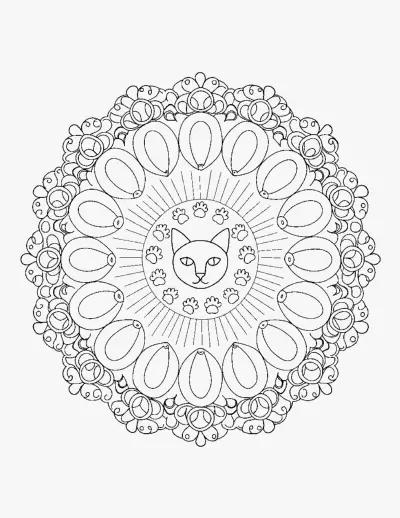 Cat Mandala coloring page