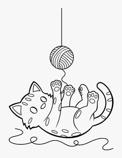 Kitten Playing with Yarn coloring page
