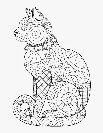 Patterned Cat coloring page