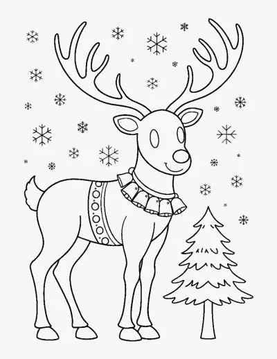 Reindeer with Bells coloring page