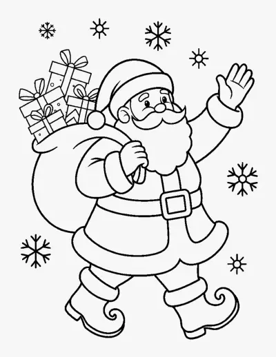 Santa with a Sack of Presents coloring page