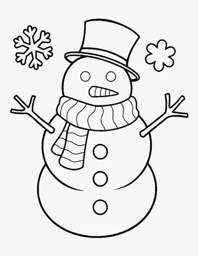 Snowman with a Scarf coloring page