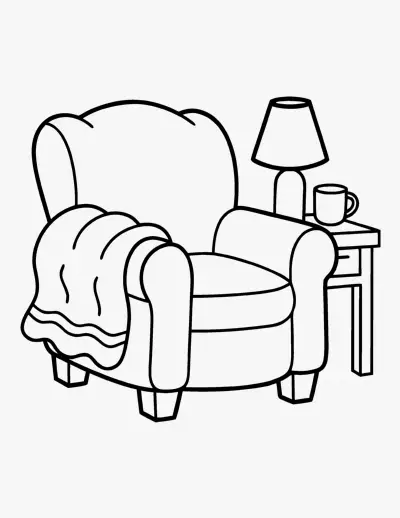 Armchair with a Blanket coloring page