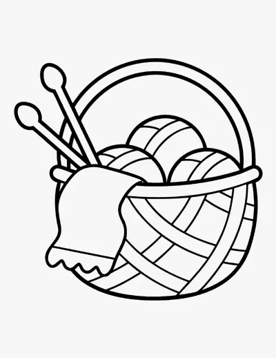 Basket of Yarn coloring page