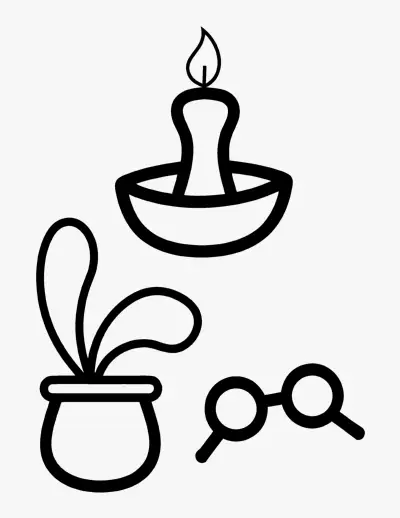 Candle and a Houseplant coloring page