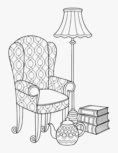 Cozy Reading Nook coloring page