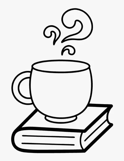 Mug of Tea on a Book coloring page