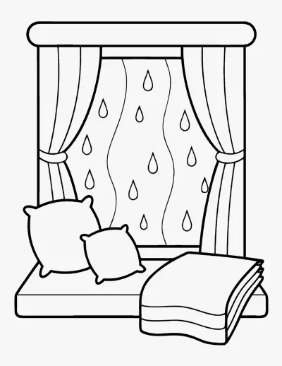 Window Seat in the Rain coloring page