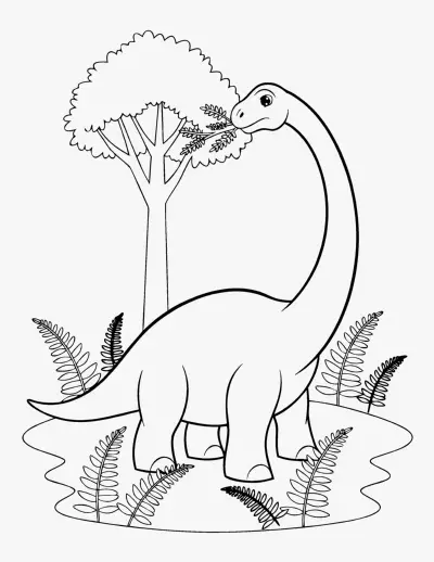 Brachiosaurus Eating Leaves coloring page