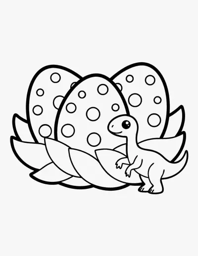 Dinosaur Eggs in a Nest coloring page