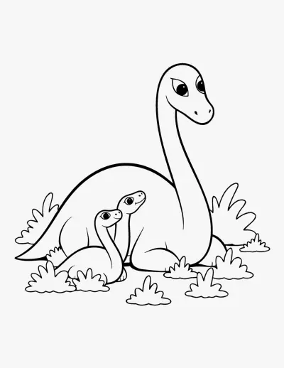 Mother Dinosaur with Babies coloring page