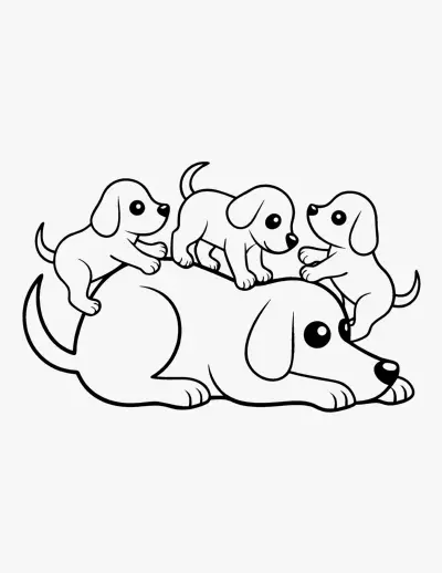 Mother Dog with Puppies coloring page