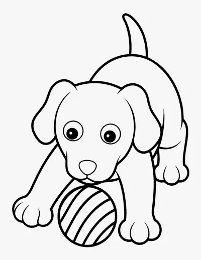 Puppy with a Ball coloring page