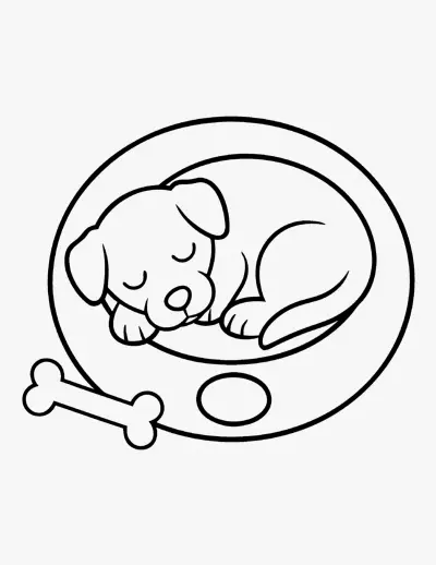 Sleeping Puppy coloring page