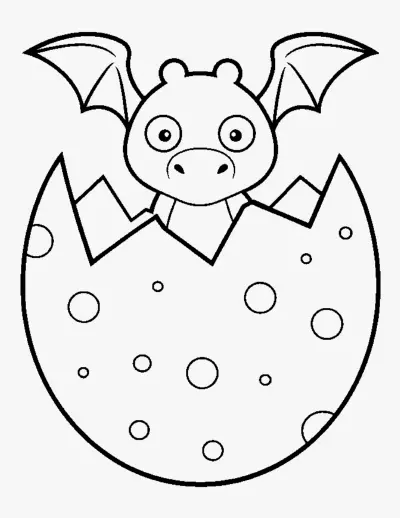 Baby Dragon Hatching from an Egg coloring page