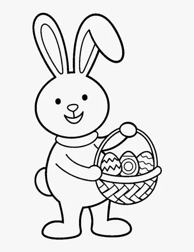 Easter Bunny with a Basket coloring page