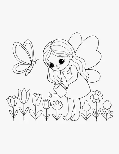 Fairy in the Garden coloring page