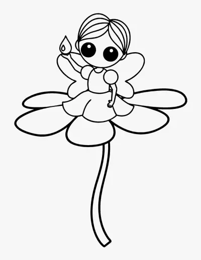Fairy on a Flower coloring page