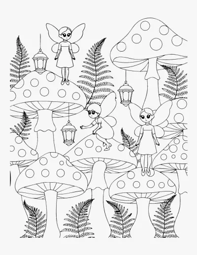 Fairy Woodland Glade coloring page