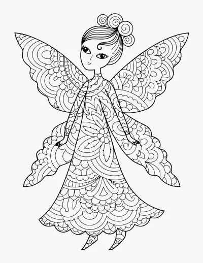 Patterned Fairy coloring page