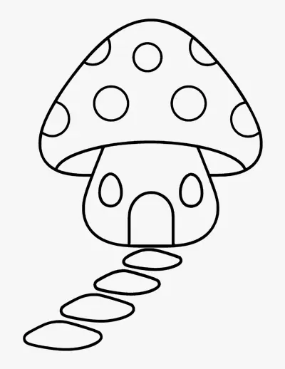 Toadstool Fairy House coloring page