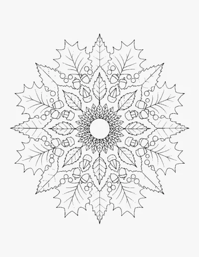 Autumn Leaf Mandala coloring page