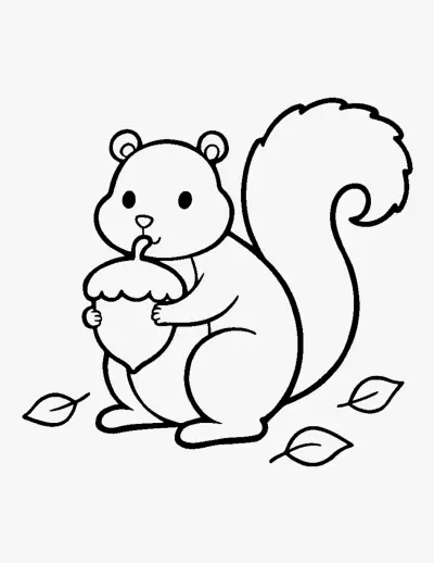 Squirrel with an Acorn coloring page