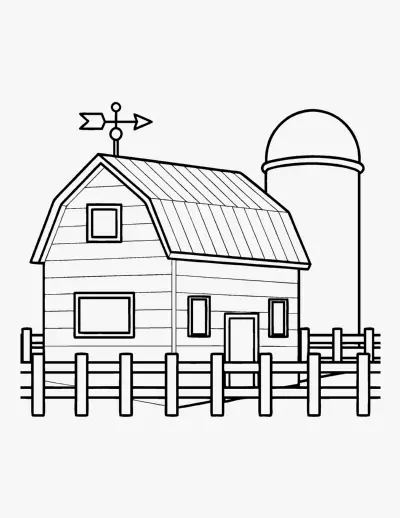 Barn and Silo coloring page