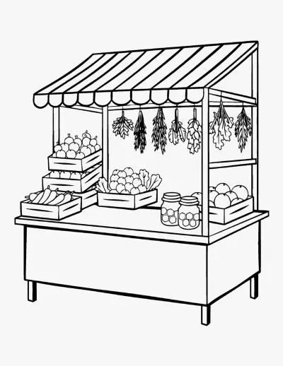 Farmers Market Stall coloring page