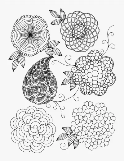 Patterned Flowers coloring page